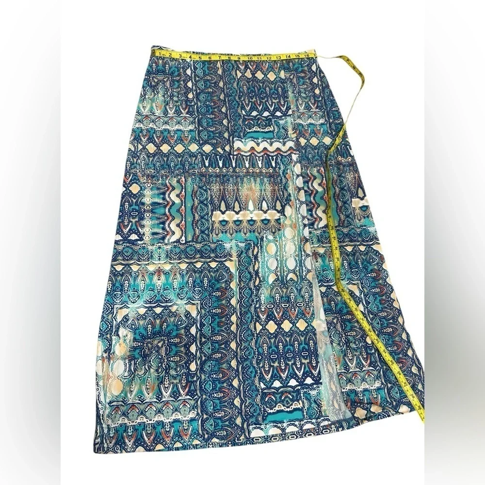 Chicos Skirt Womens Large Size 2 Side Slit Midi Resort Travel Vacation Modest